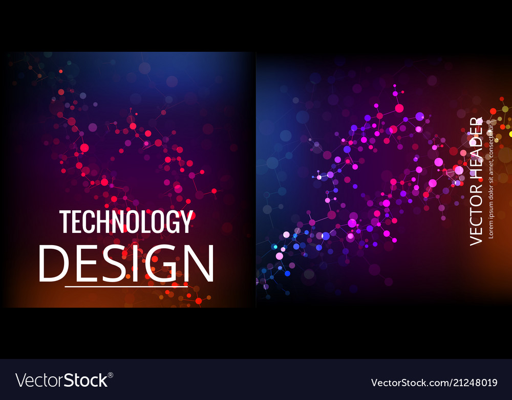 Set of abstract technology web banner