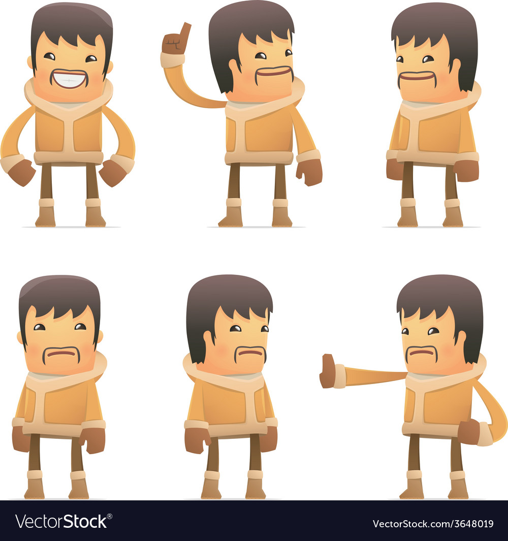 Set of eskimo character in different poses