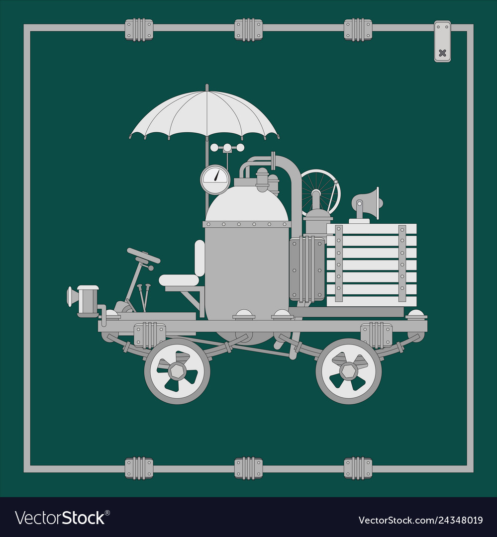 Steampunk cart flat graphics web element