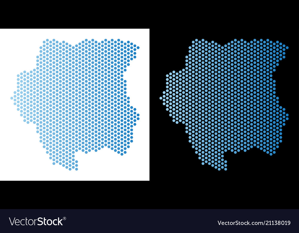 Suriname map hexagonal scheme vector image Suriname map hexagonal scheme