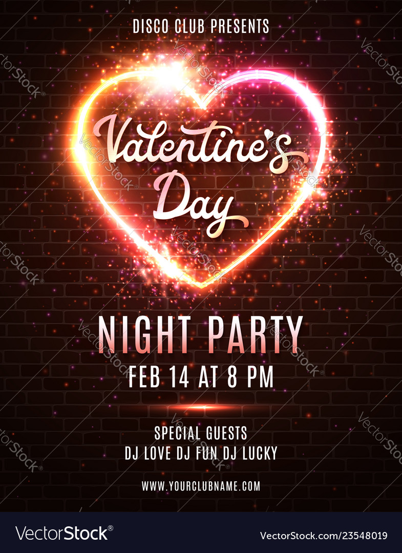 Valentines day party poster template design