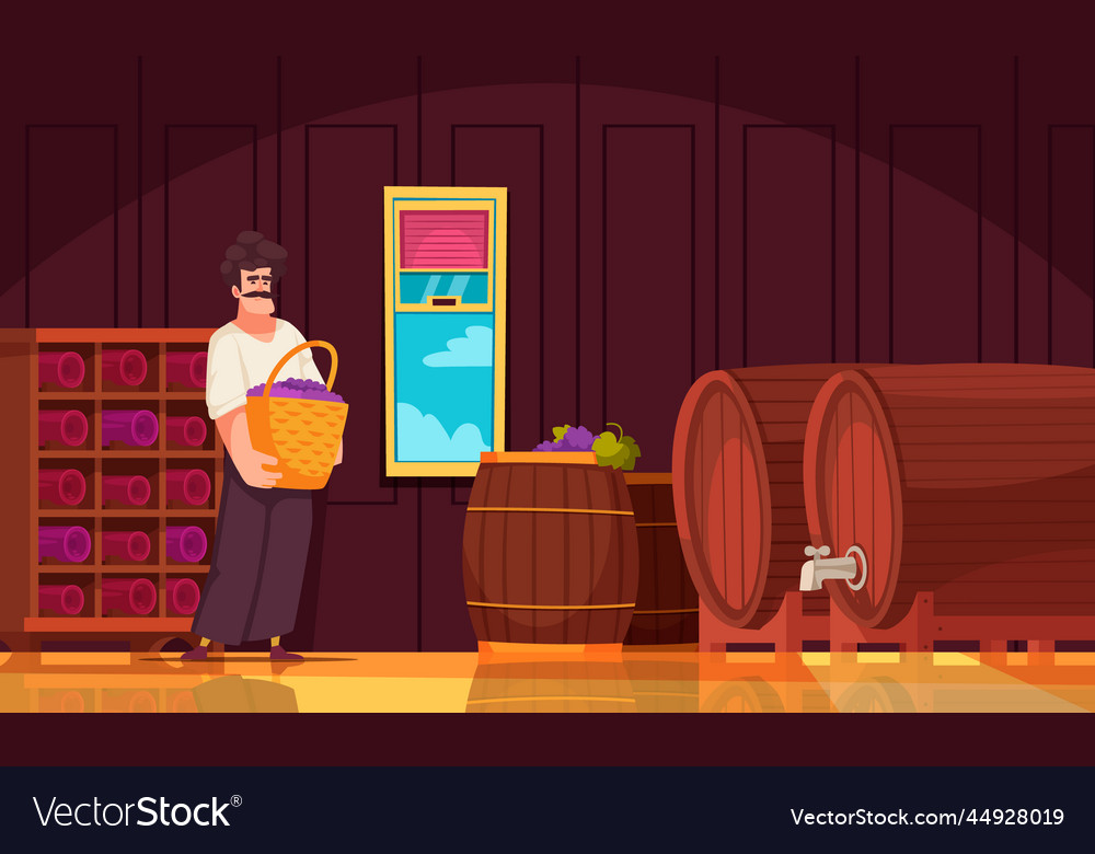 Wine cellar cartoon Royalty Free Vector Image - VectorStock