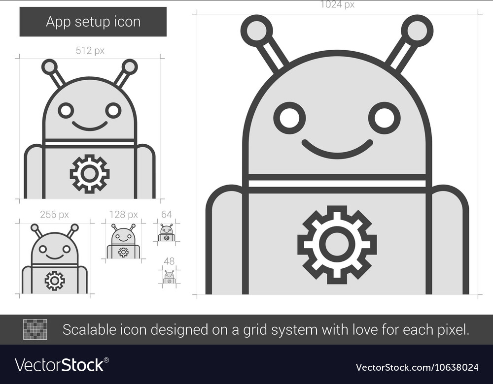 App setup line icon