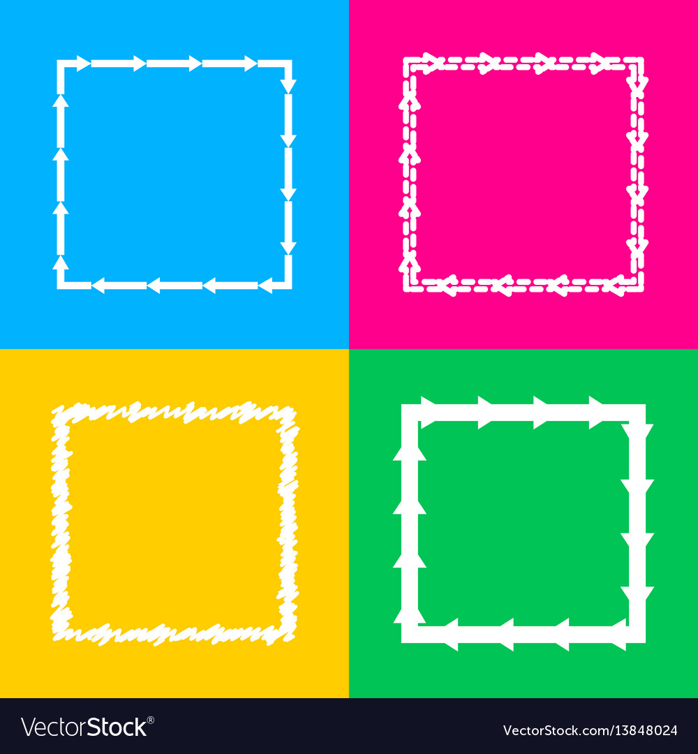 Arrow on a square shape four styles of icon