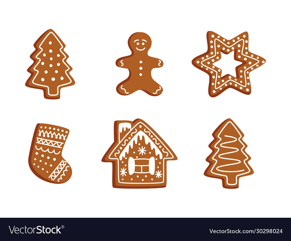 Christmas gingerbread hand drawn set