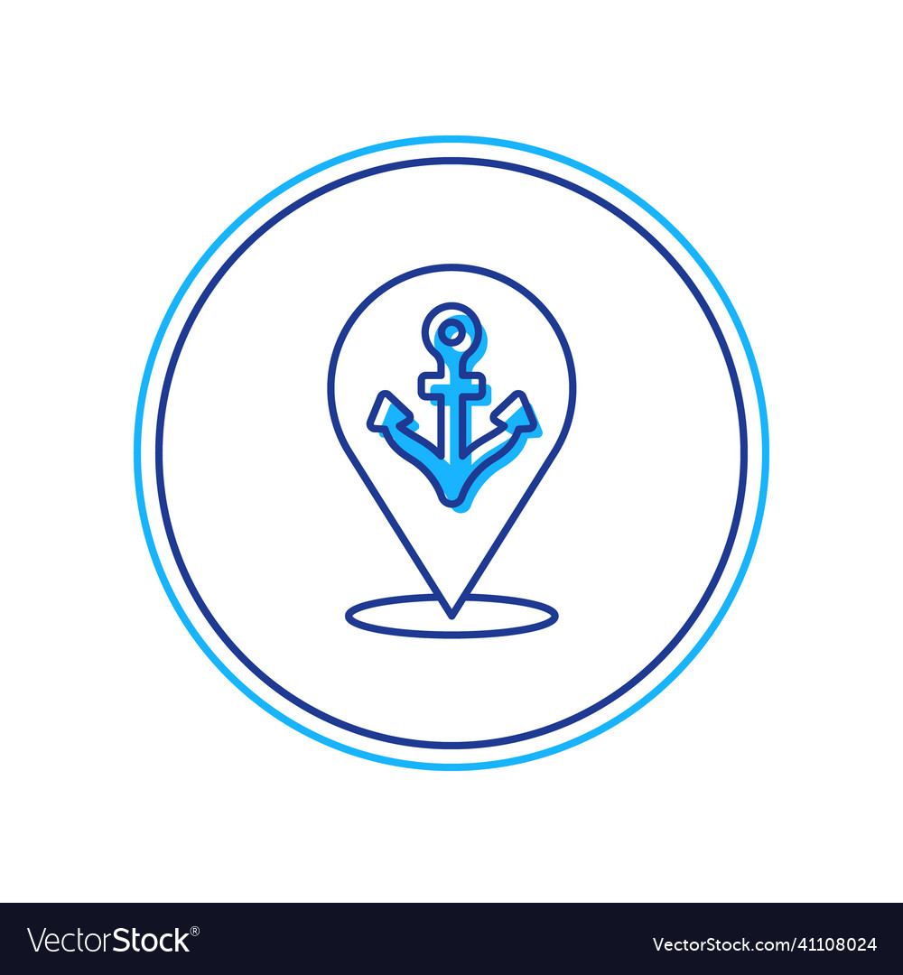 Filled outline map pointer with anchor icon Vector Image Filled outline map pointer with anchor icon