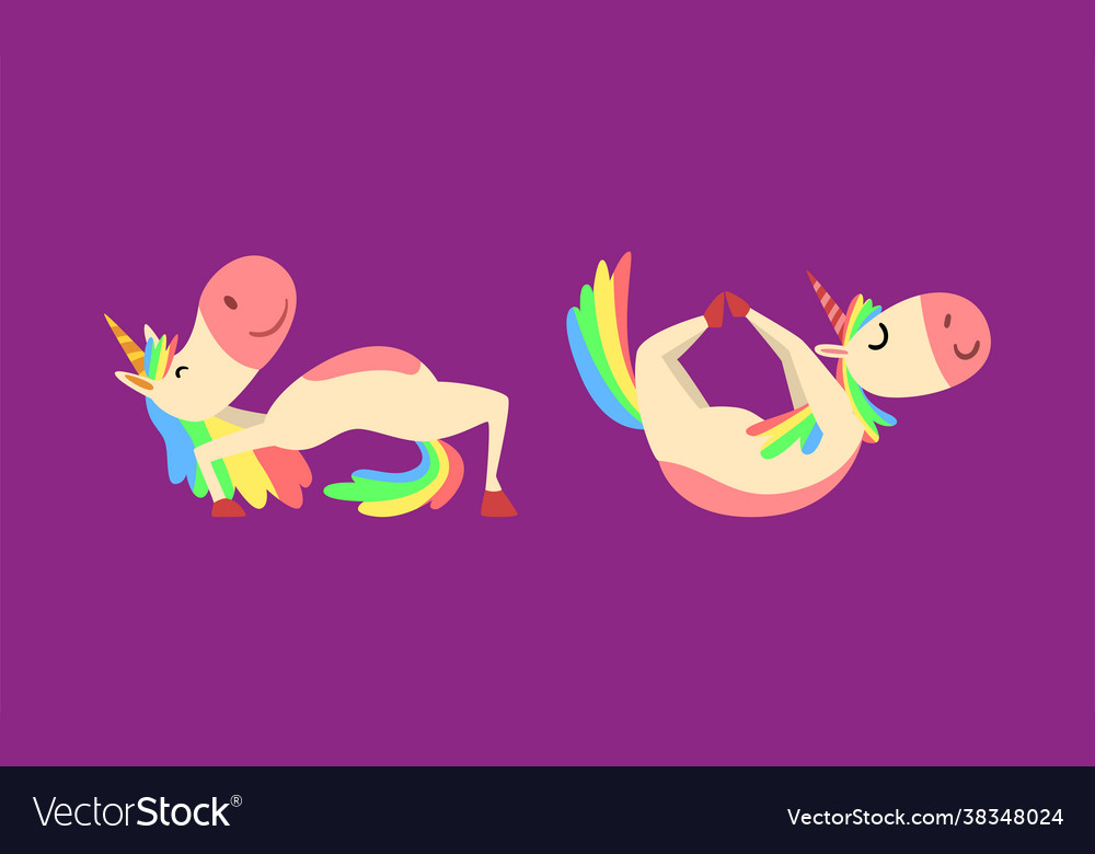 Funny unicorn character with rainbow mane and tail Vector Image Funny unicorn character with rainbow mane and tail
