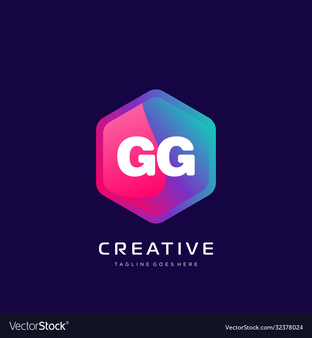 Gg initial logo with colorful template