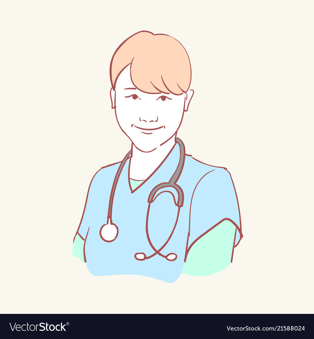 Online medical assistant doctor support hand drawn