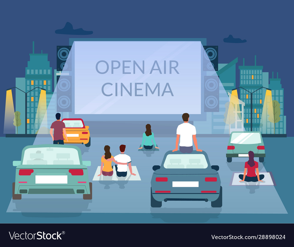 Open air cinema poster design template Royalty Free Vector