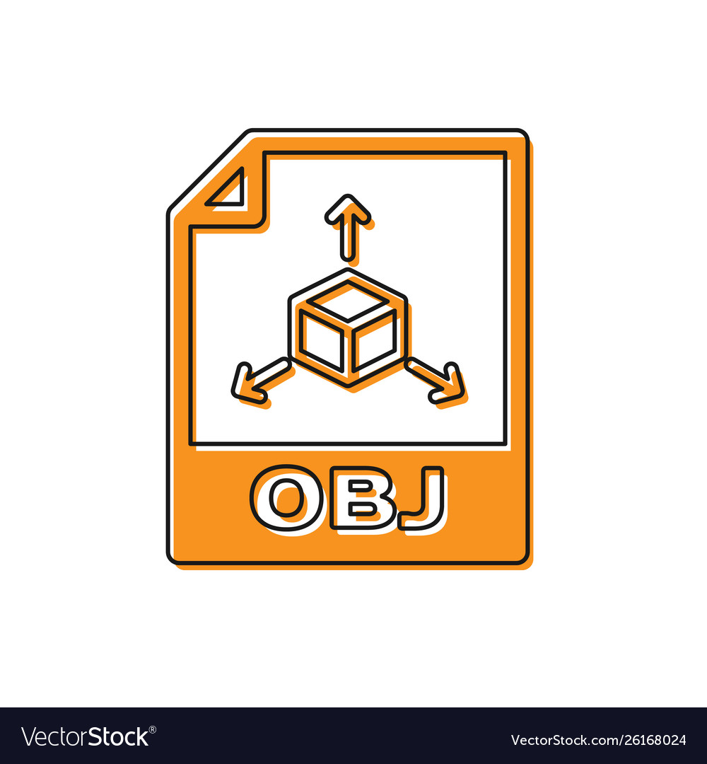 Orange obj file document icon download button vector image Orange obj file document icon download button