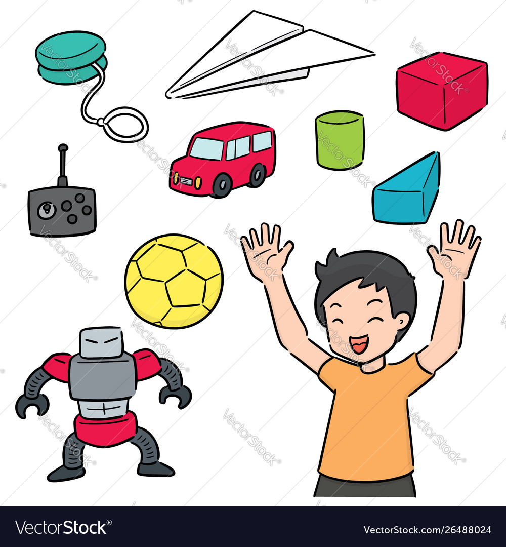 A boy playing toys Royalty Free Vector Image - VectorStock