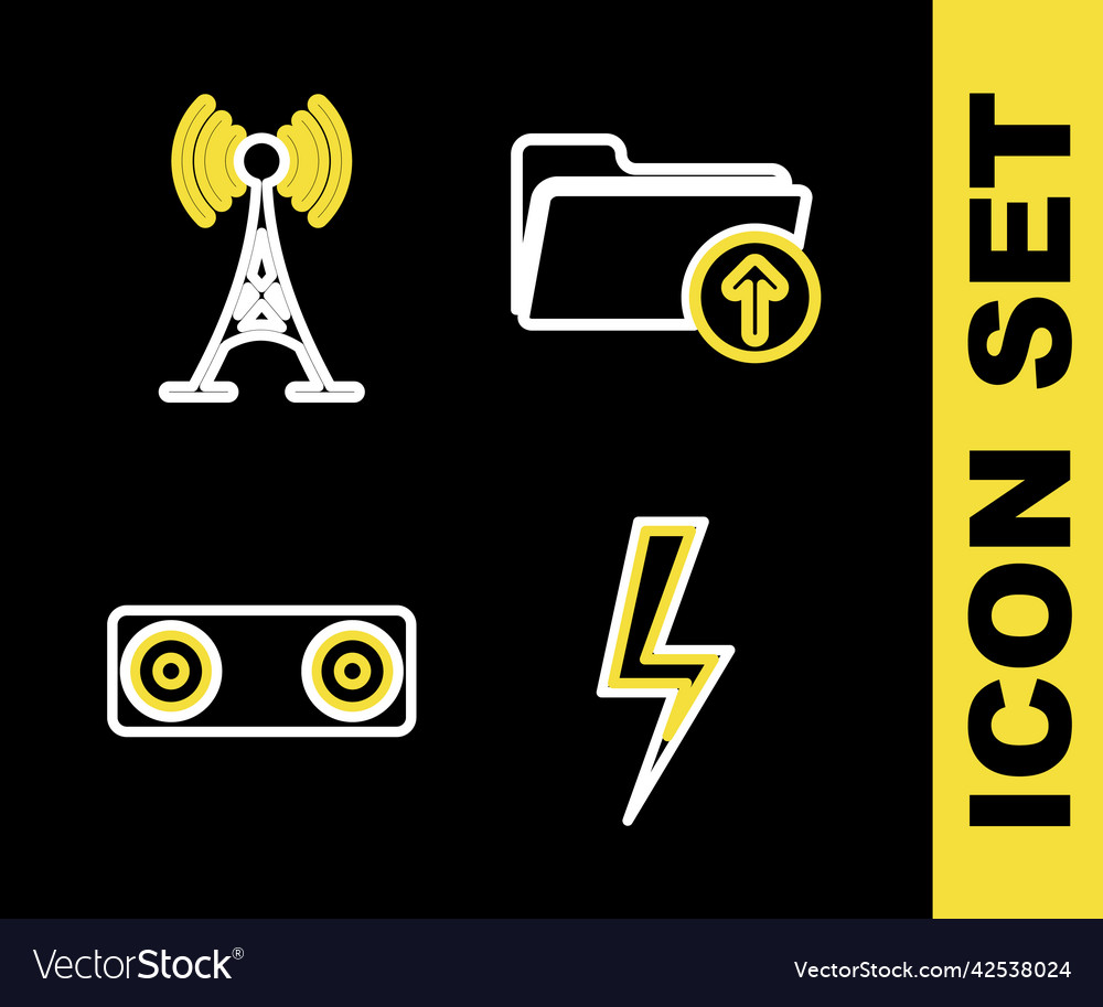 Set line upload file play video bluetooth vector image Set line upload file play video bluetooth