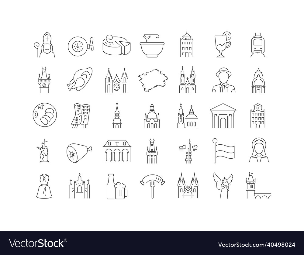 Set of linear icons prague Royalty Free Vector Image