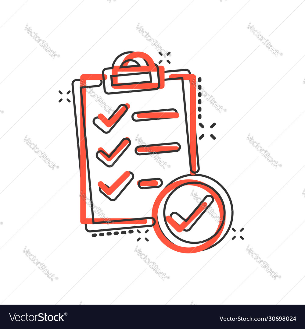 To do list icon in comic style document checklist