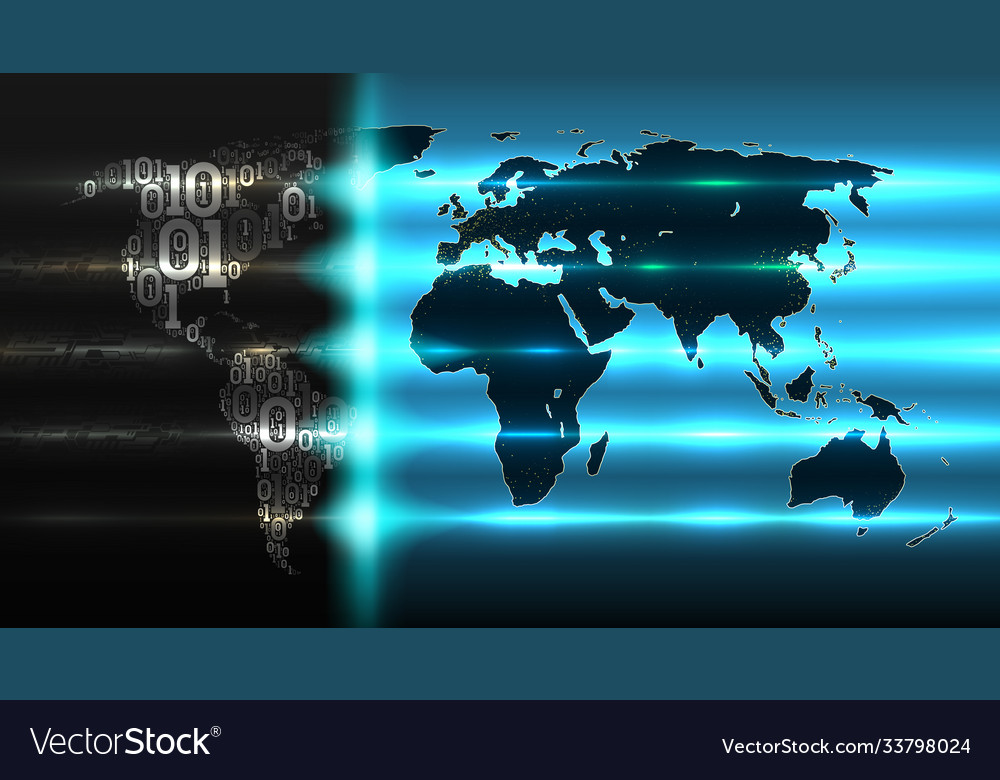 Weltkarte mit Kontinenten aus einem Binärcode vector image Weltkarte mit Kontinenten aus einem Binärcode