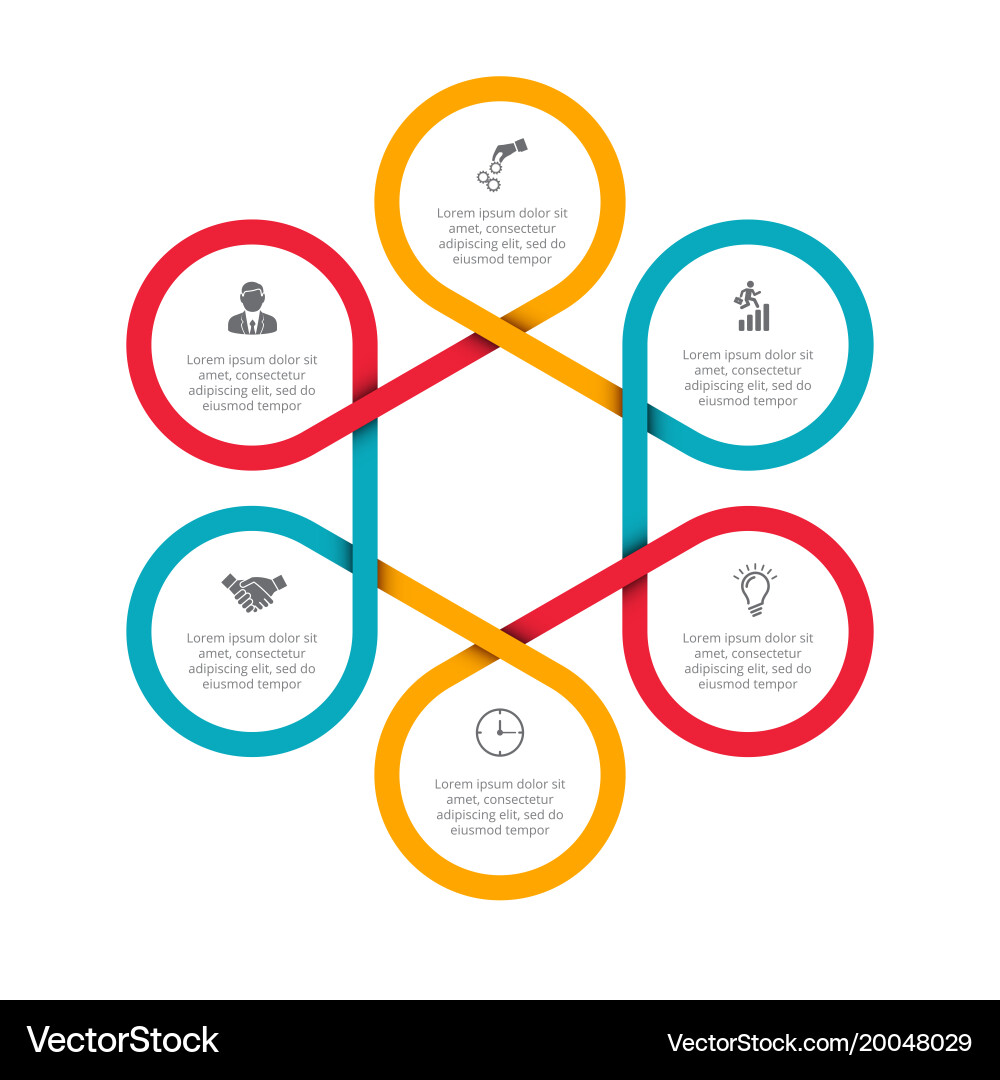 Abstract elements cycle diagram with 6 steps Vector Image