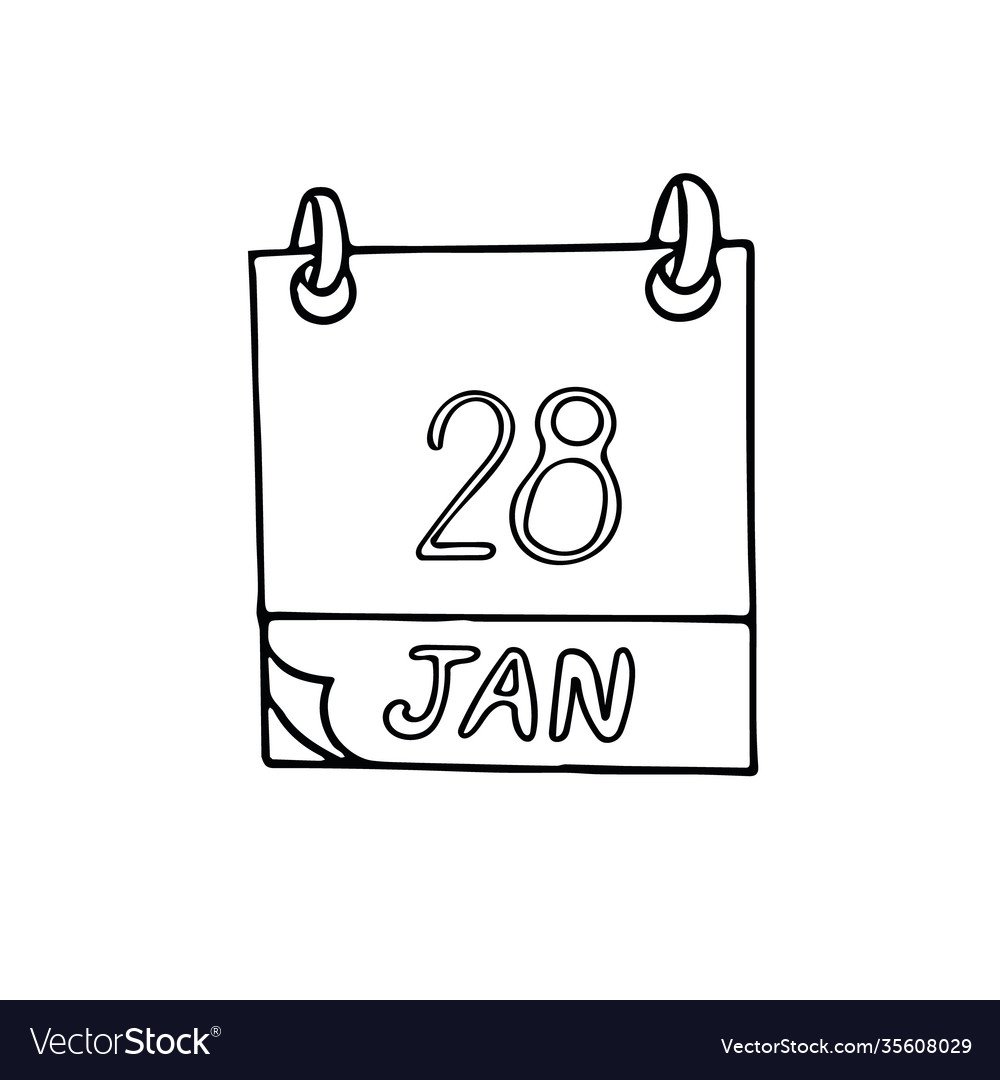 Calendar hand drawn in doodle style january 28
