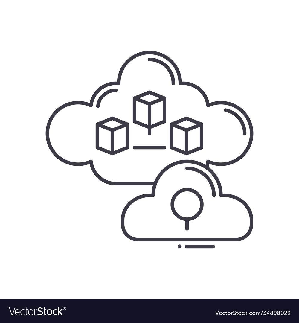 Cloud search image icon linear isolated Vector Image Cloud search image icon linear isolated