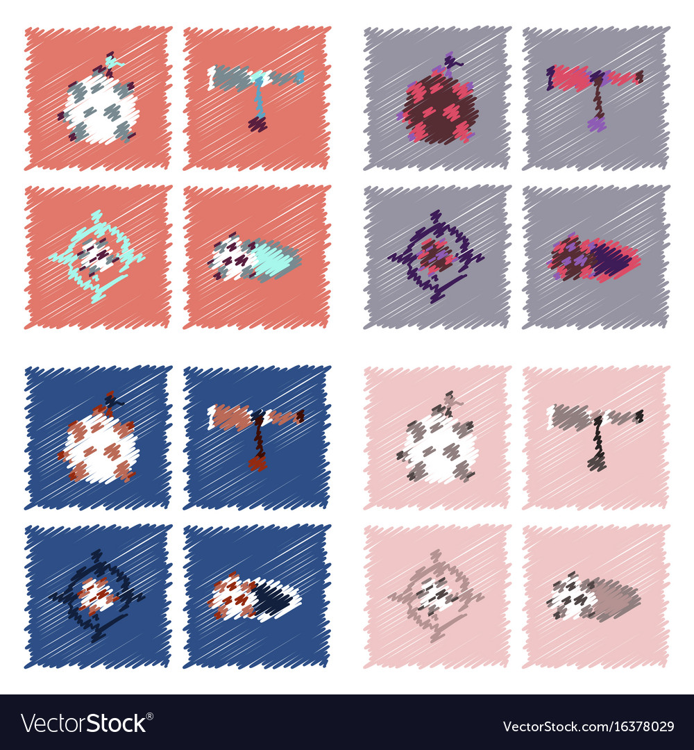 Collection of icons and space concept in stroke