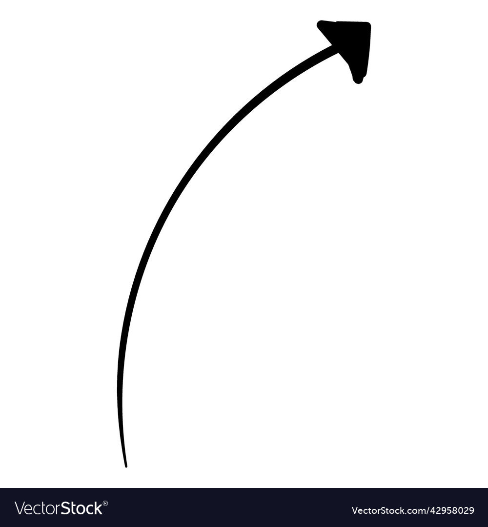 Curved line arrow doodle high quality Royalty Free Vector