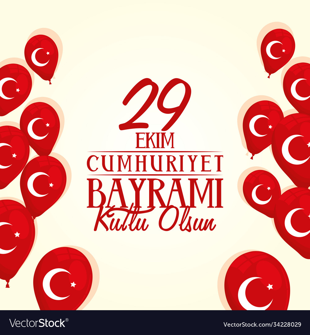 Ekim bayrami celebration lettering with balloons