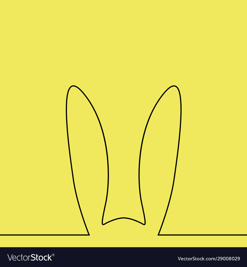 Download Outline easter rabbit ears on yellow Royalty Free Vector