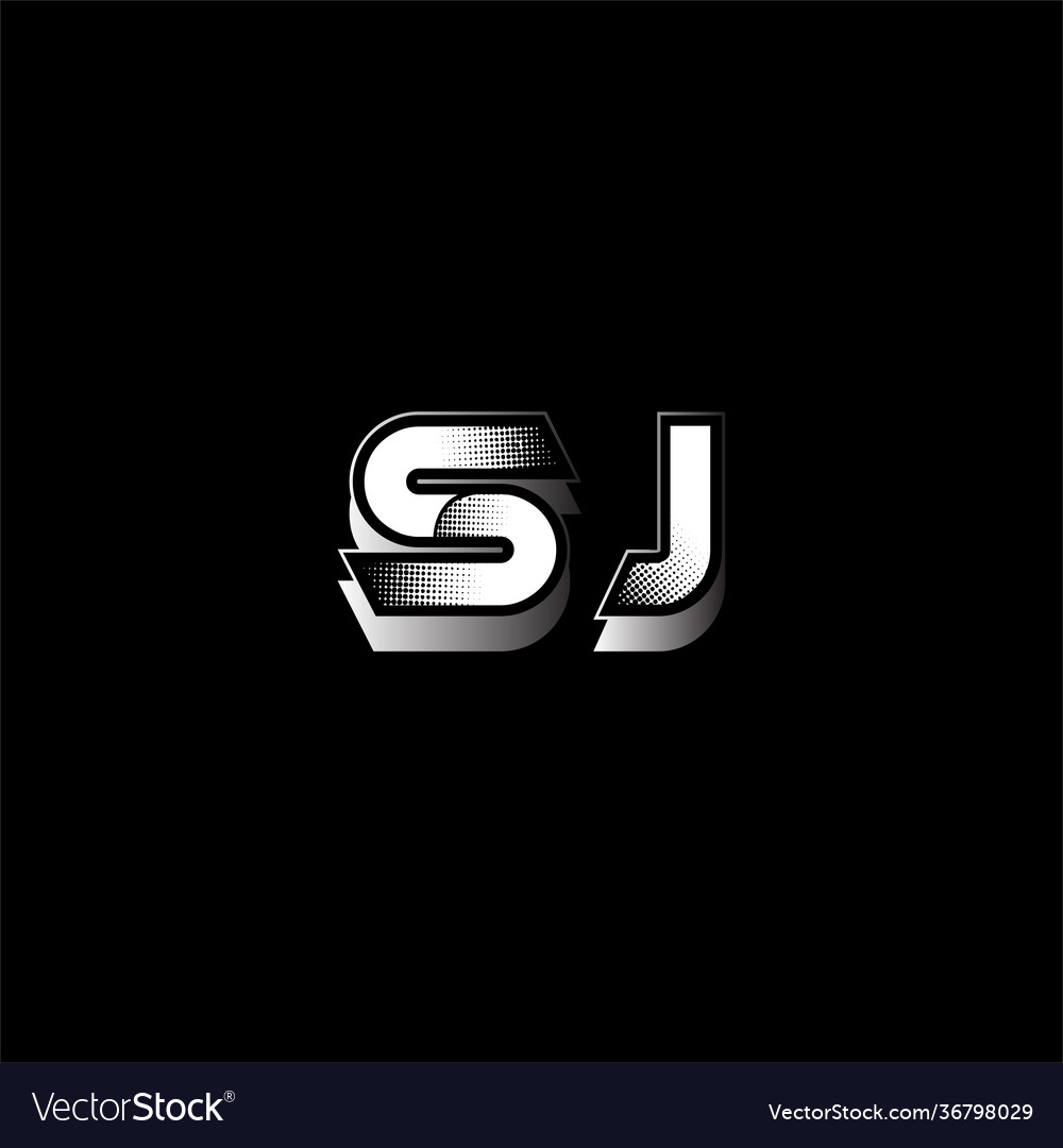 S j letter logo design on black color background