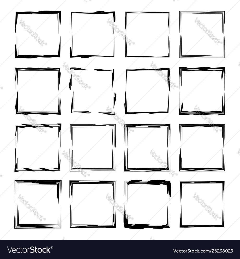 Set black rectangle empty grunge frames vector image Set black rectangle empty grunge frames