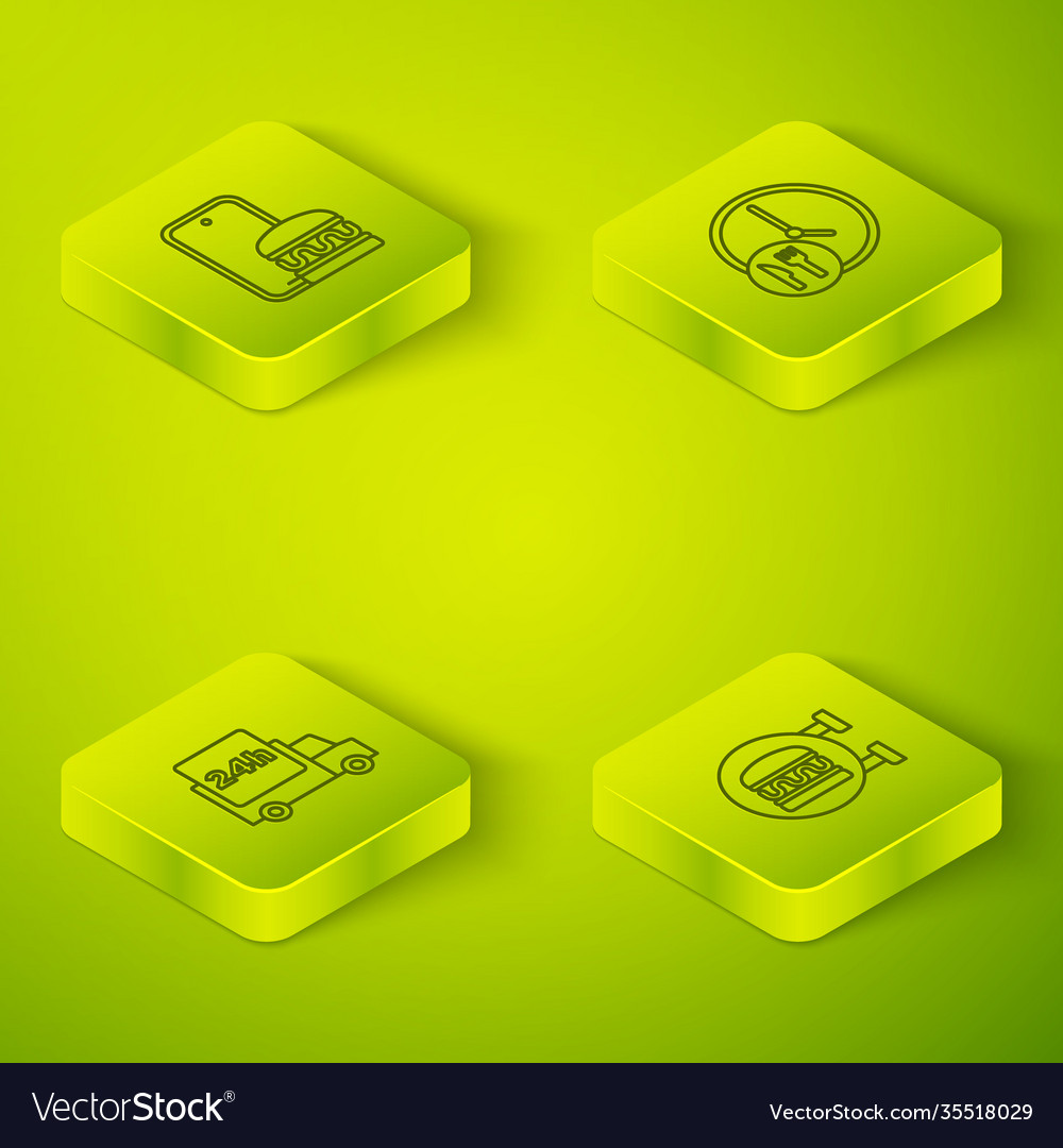 Set isometric round clock delivery fast vector image Set isometric round clock delivery fast