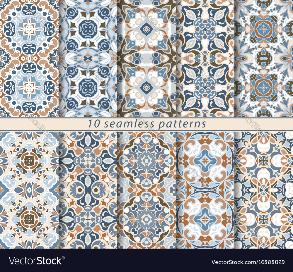 Set of ten seamless abstract patterns