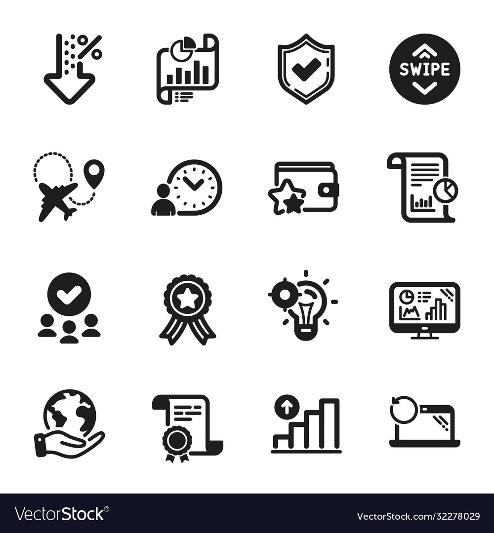 Set technology icons such as swipe up graph vector image Set technology icons such as swipe up graph
