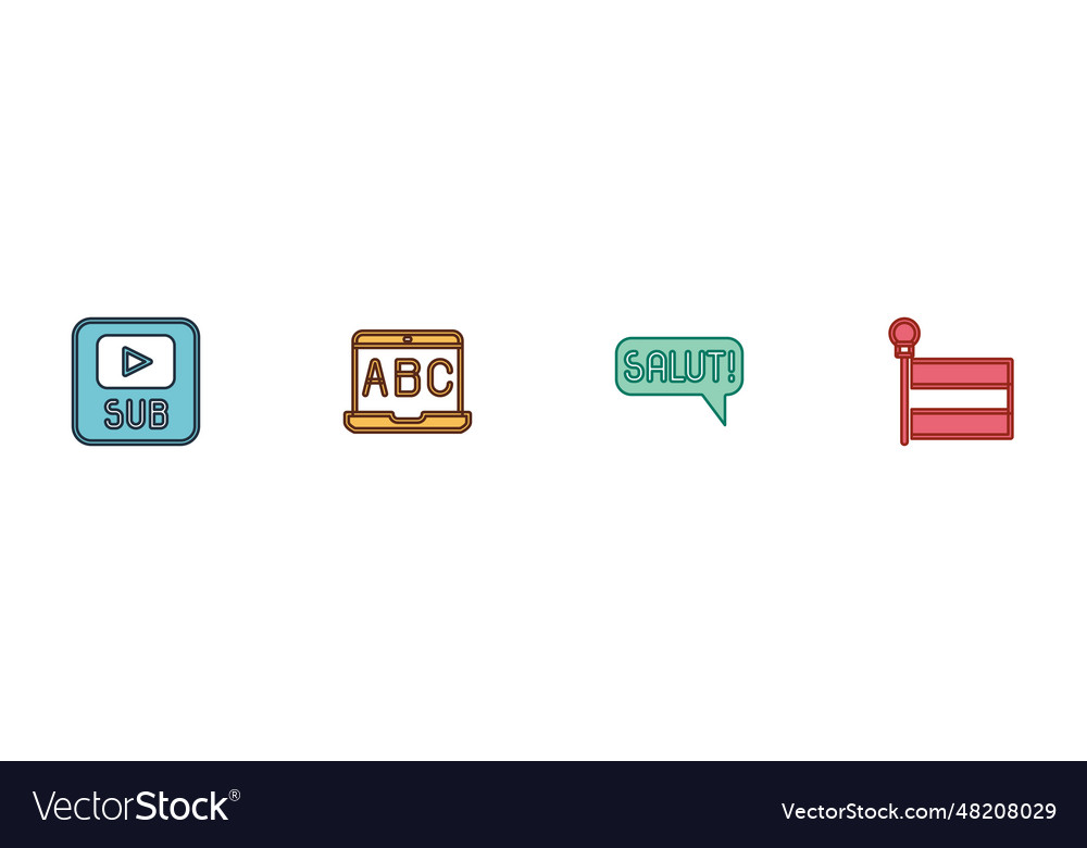 Set video with subtitles foreign language online Vector Image Set video with subtitles foreign language online