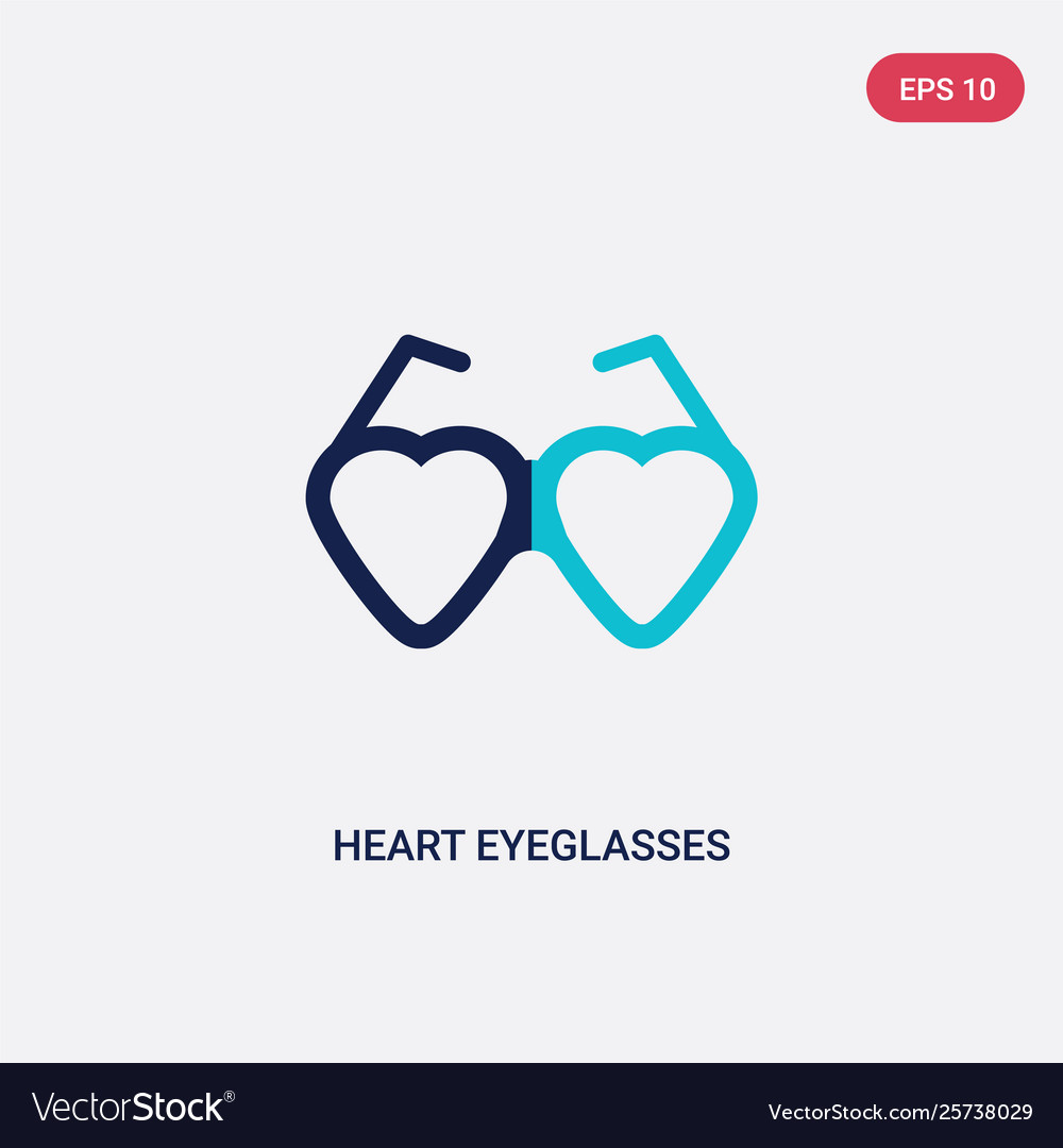 Two color heart eyeglasses icon from fashion