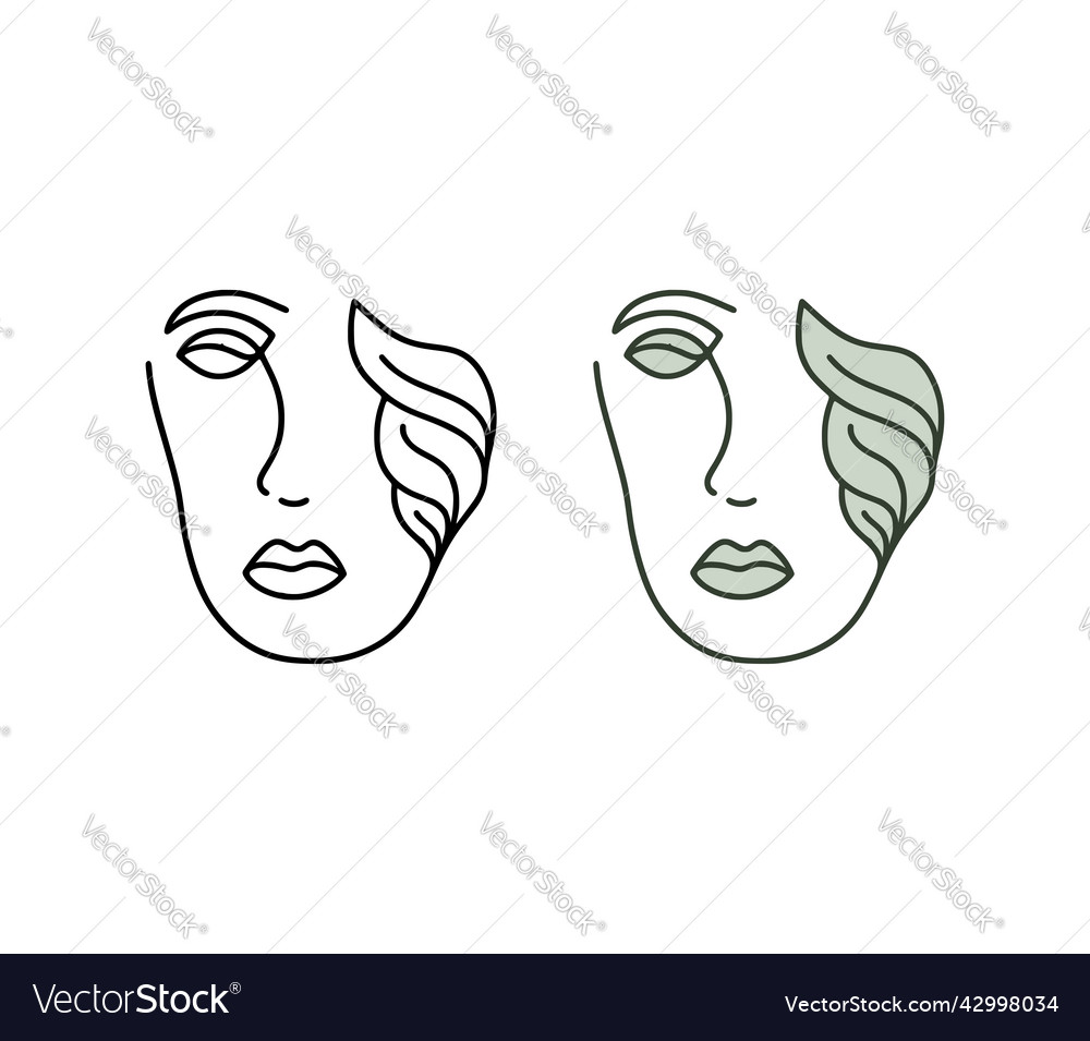 A nature girl in linear and filled outline