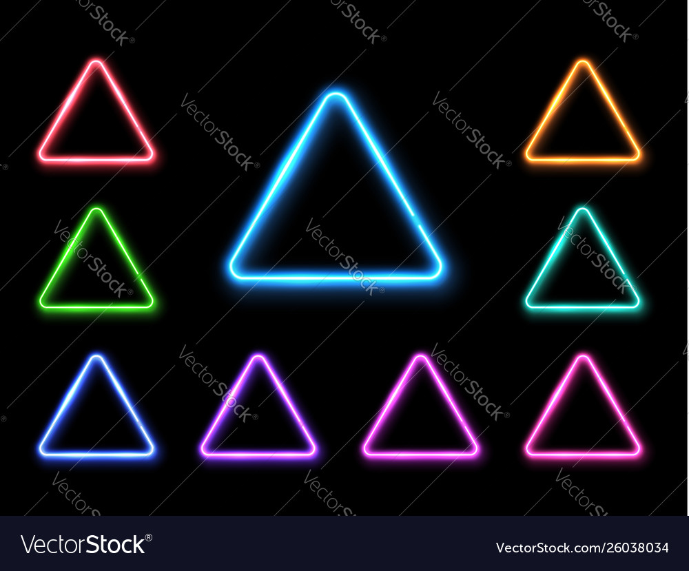 Abstract neon triangle set light effect