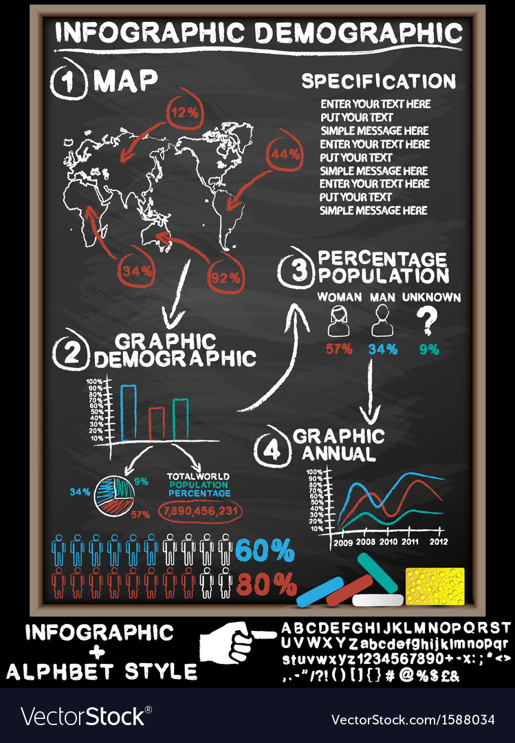 Blackboard Infographic with Data Icons