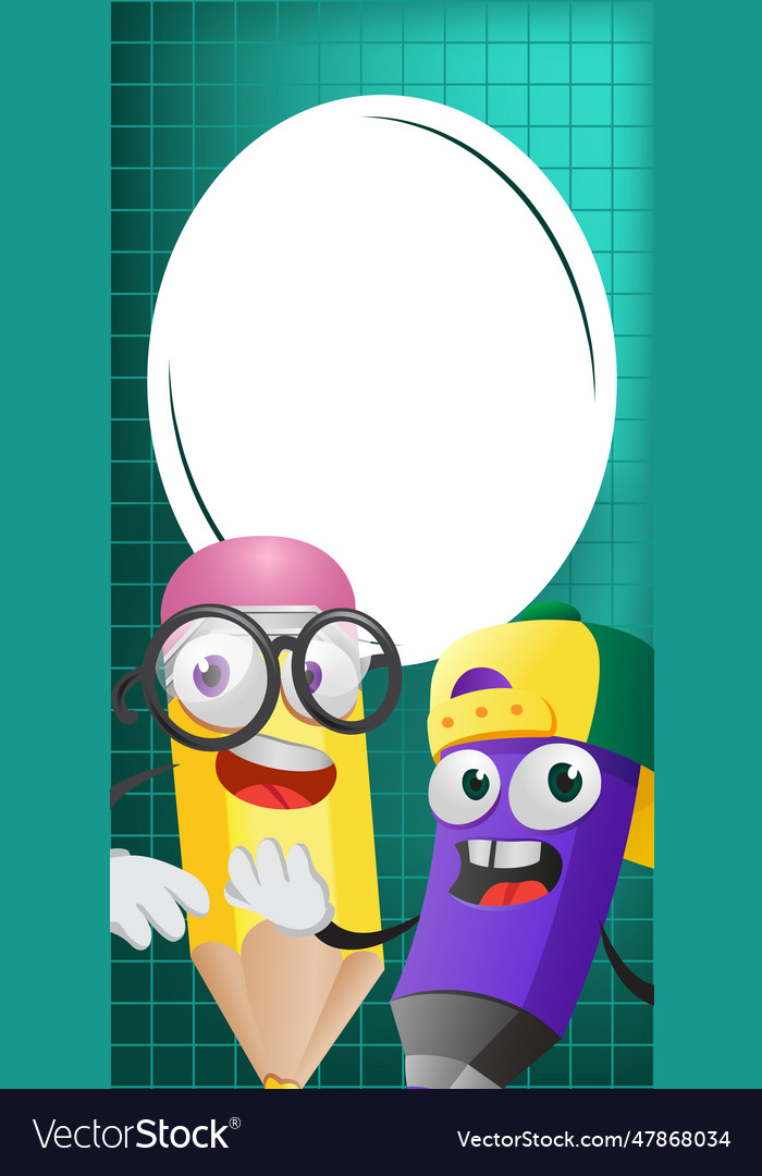 Cartoon Pencil Characters And Empty Space Vector Image Cartoon Pencil Characters And Empty Space Vector Image