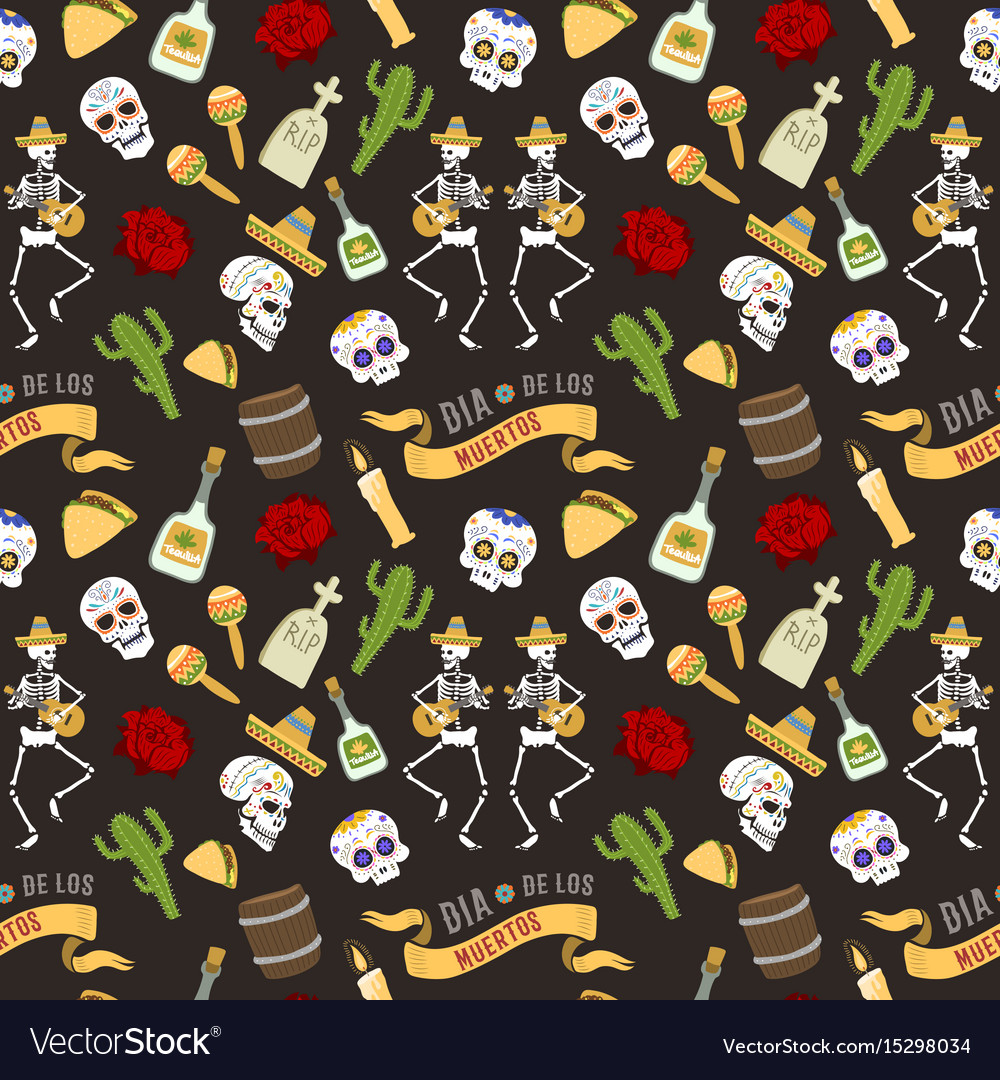 Colorful symbols for dia de los muertos day