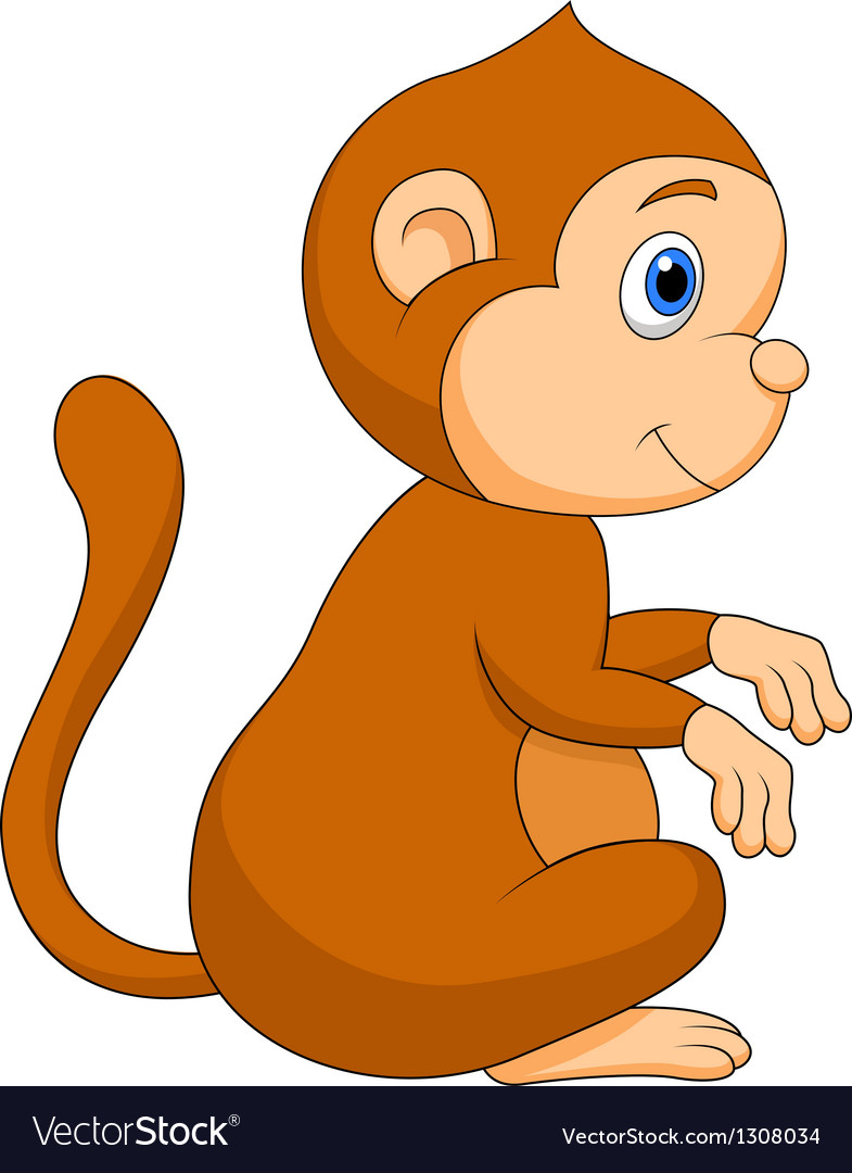 Cute monkey cartoon sitting Royalty Free Vector Image