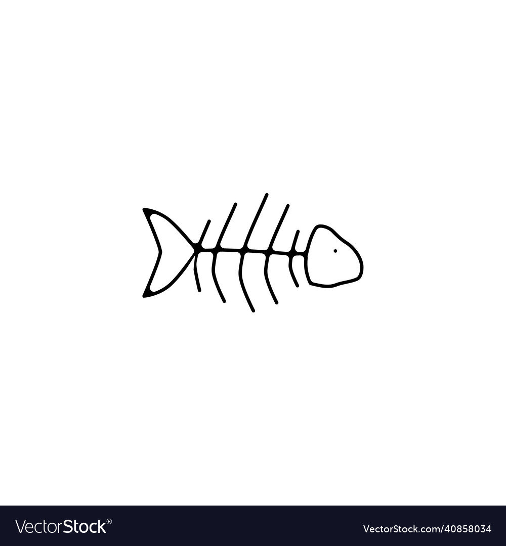 Fish bone skeleton thin line icon