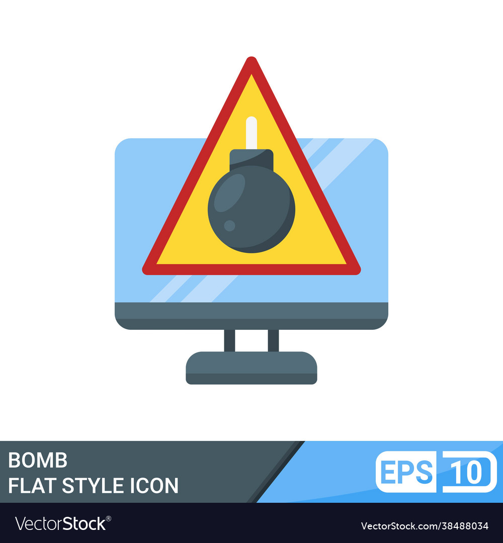 Flat style boom icon with computer