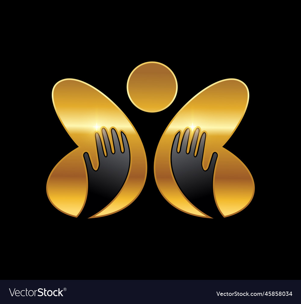 Golden butterfly people logo icon vector image Golden butterfly people logo icon