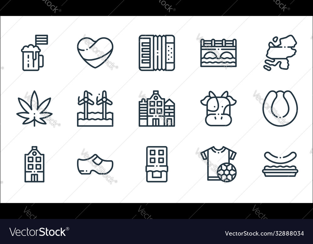 Holland line icons linear set quality Vector Image Holland line icons linear set quality