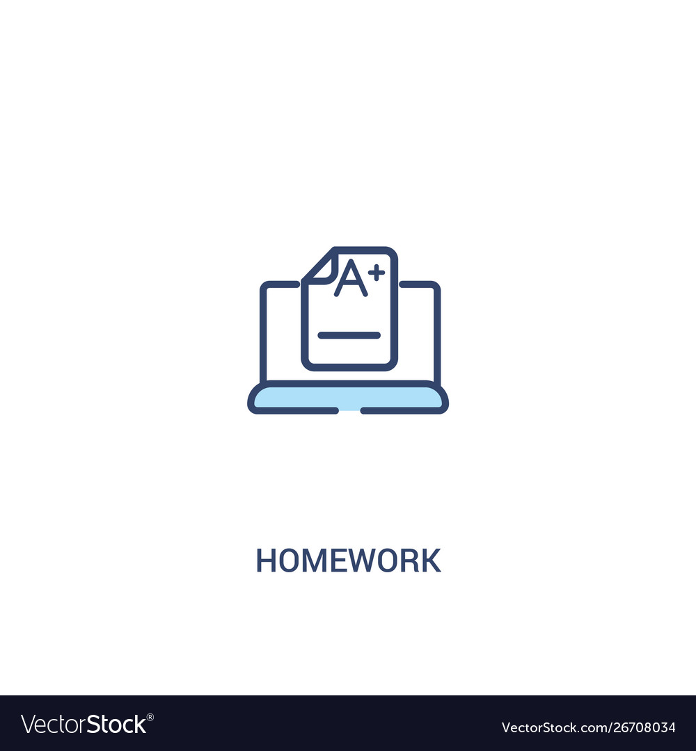 Homework concept 2 colored icon simple line vector image Homework concept 2 colored icon simple line