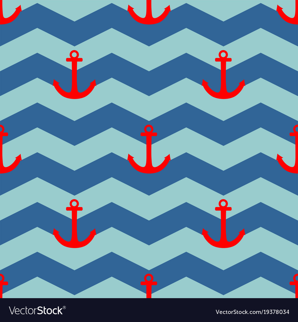 Sailor Stripe Pattern with Red Anchor