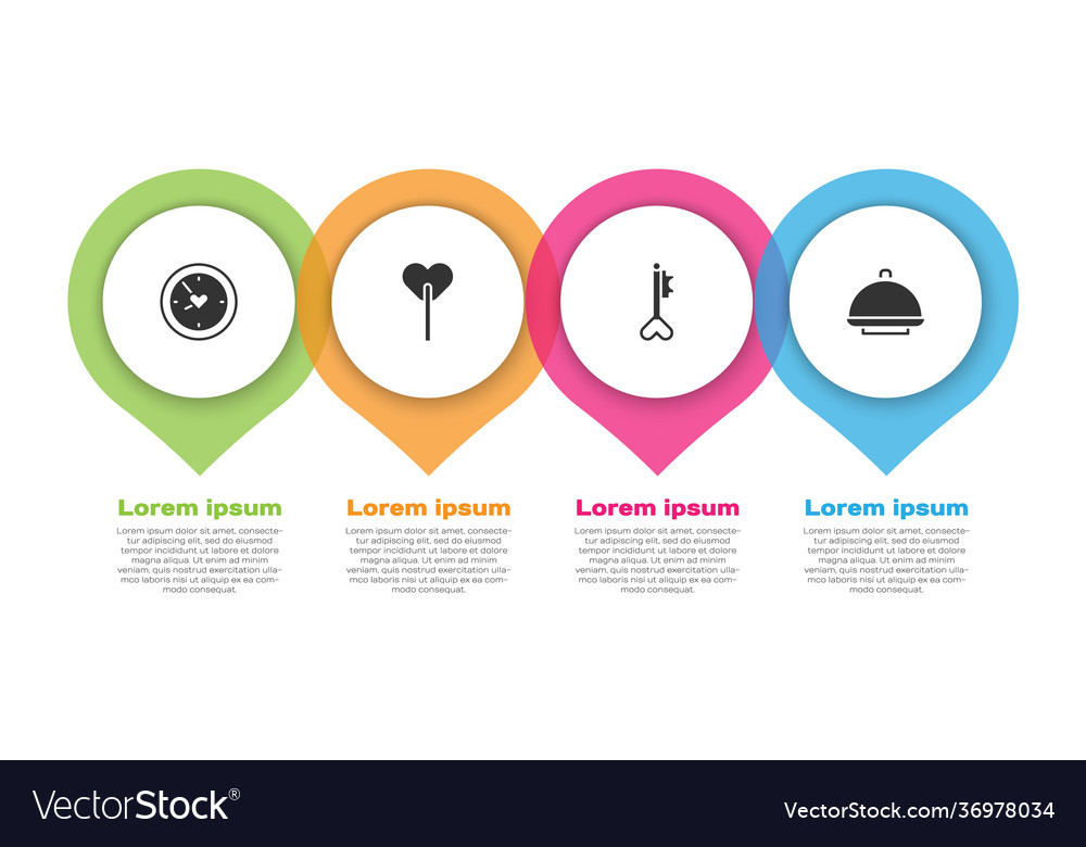 Set clock with heart lollipop key in shape Vector Image Set clock with heart lollipop key in shape