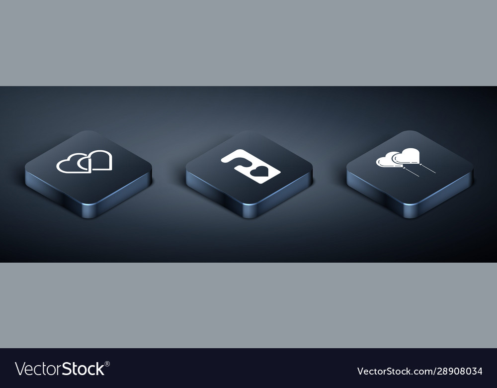 Set isometric two linked hearts balloons in form vector image Set isometric two linked hearts balloons in form