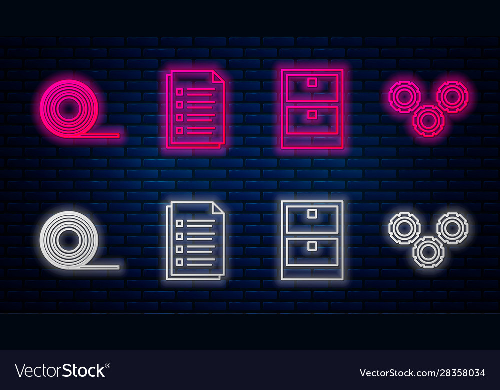 Set line file document archive papers drawer vector image Set line file document archive papers drawer