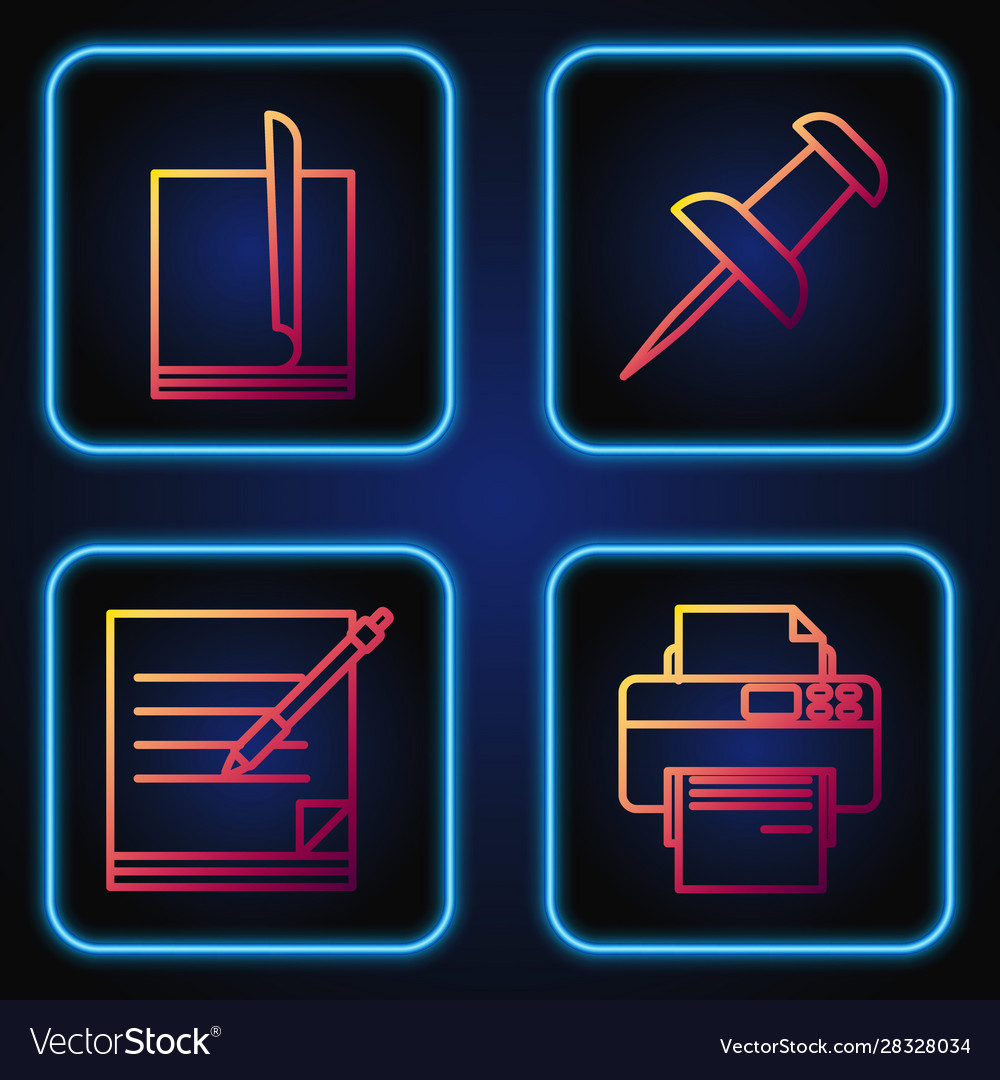 Set line printer blank notebook and pen file